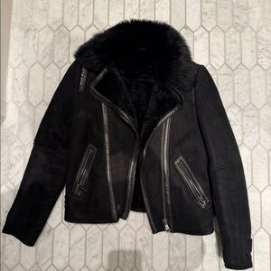 Shearling biker jacket from Massimo dutti